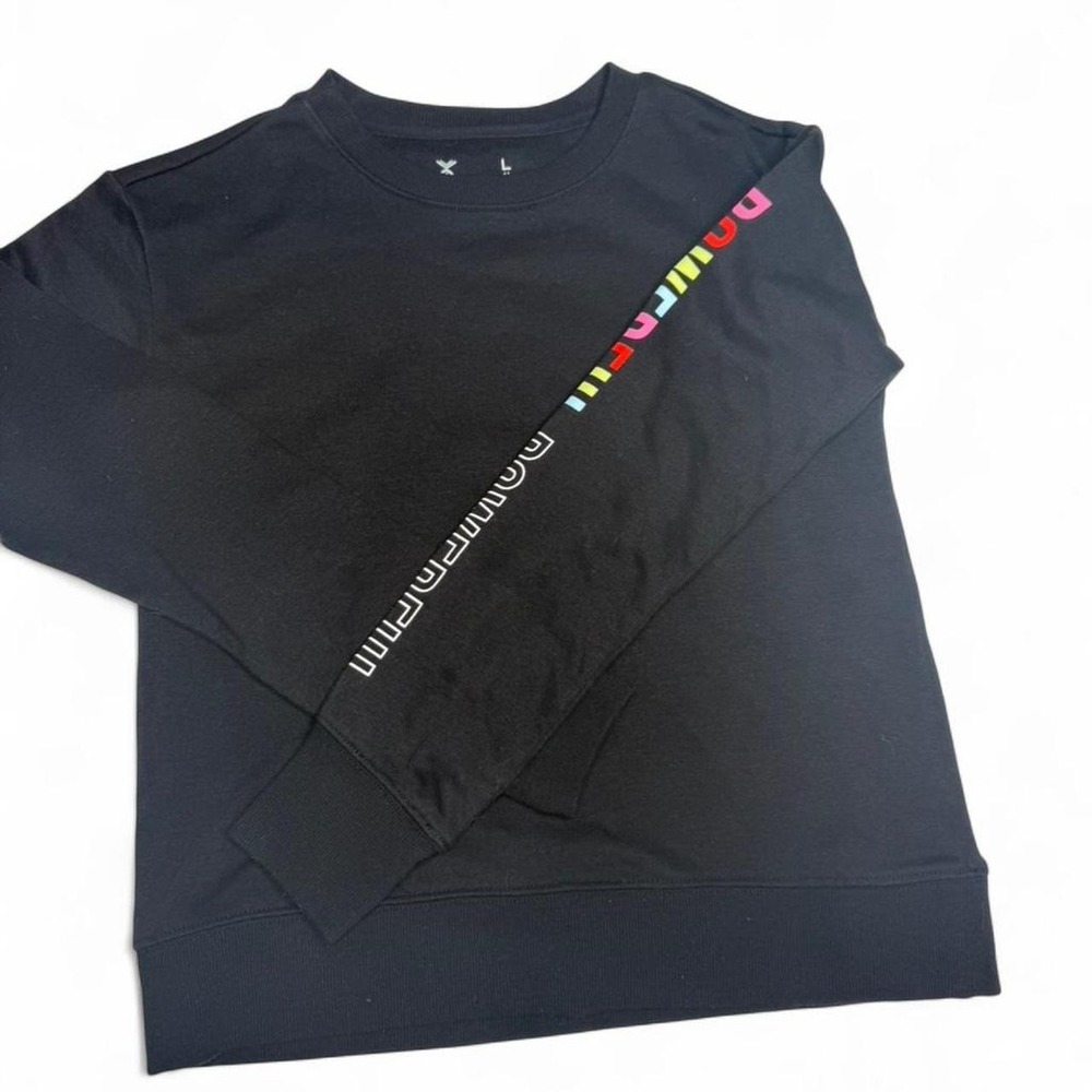 Xersion black long sleeve shirt with rainbow "powerful"‎ tex - Picture 6 of 7